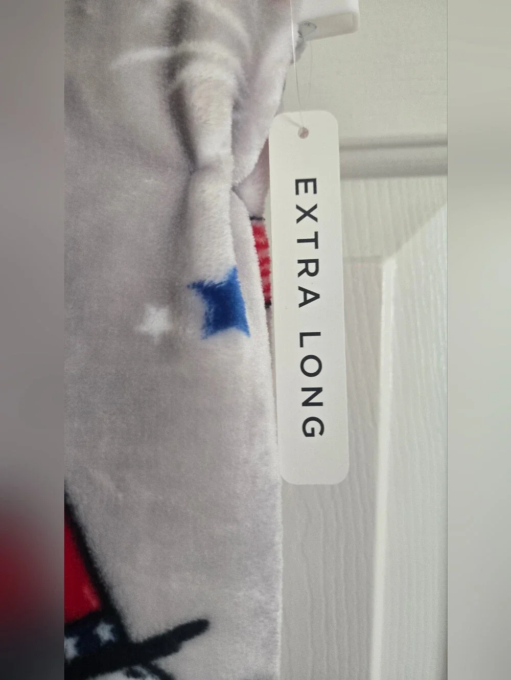 Peanuts Plush Throw Blanket - Grey, Blue, Red, White, Patriotic Usa Flag